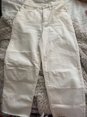 Madewell Cream Wide-Leg Crop Jeans